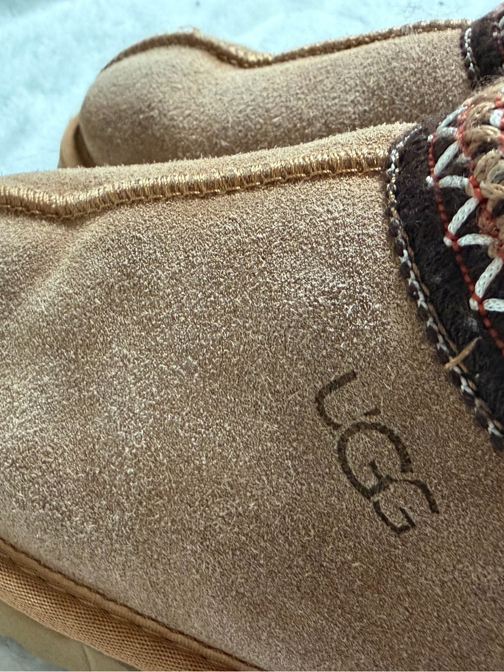 UGG Tasman Chestnut Suede Shearling Slippers Womens Approx Size 8 - Picture 7 of 9